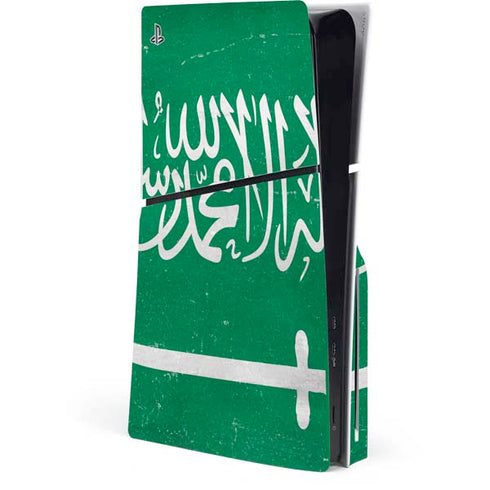 Saudi Arabia Flag Distressed PS5 Slim Disk Console Skin